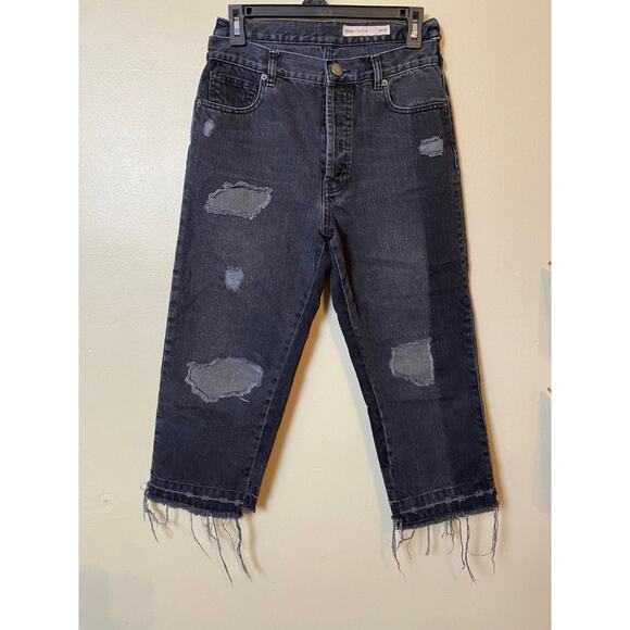 asos black distressed jeans size 6 straight leg high waisted pants - Picture 1 of 5